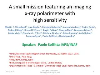 A small mission featuring an imaging x-ray polarimeter with high sensitivity