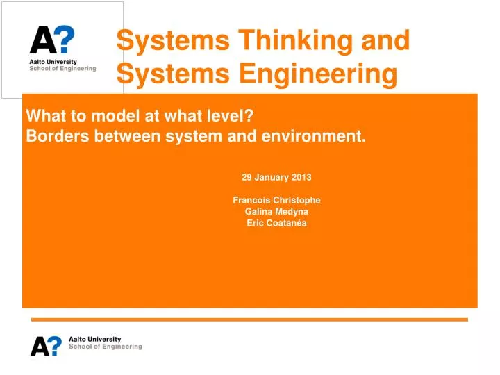 systems thinking and systems engineering