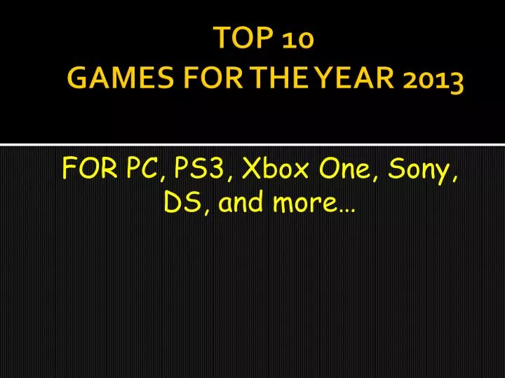 top 10 games for the year 2013