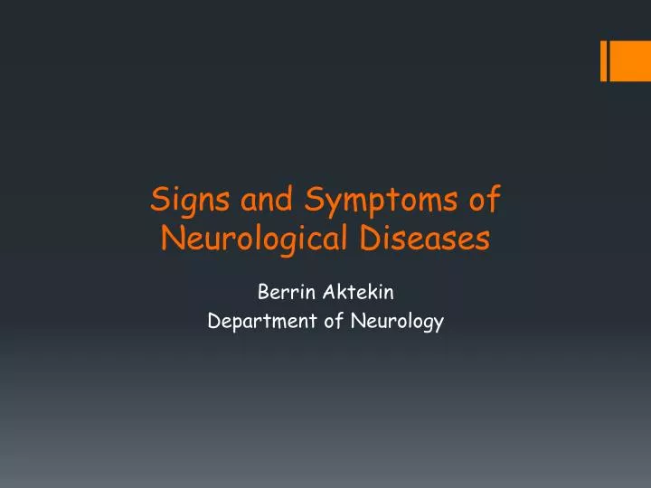 signs and symptoms of neurological diseases