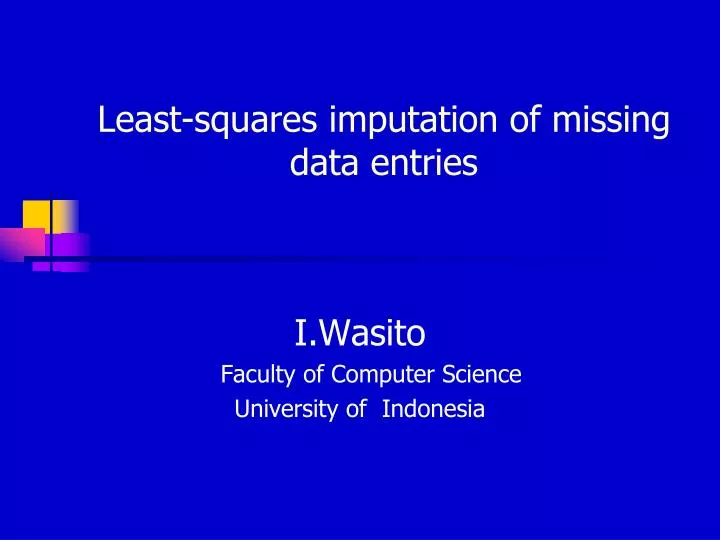least squares imputation of missing data entries