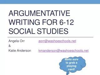 Argumentative Writing for 6-12 Social studies
