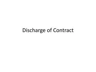 Discharge of Contract