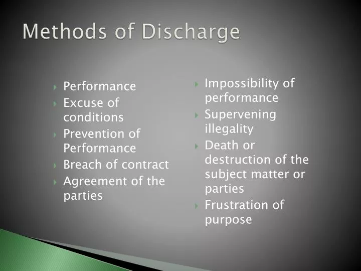 methods of discharge