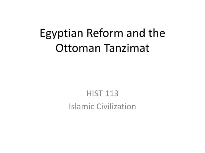 egyptian reform and the ottoman tanzimat