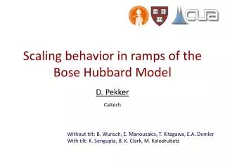 Scaling behavior in ramps of the Bose Hubbard Model