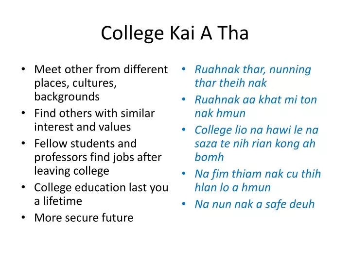 college kai a tha