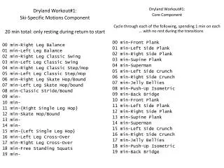 Dryland Workout#1: Ski-Specific Motions Component