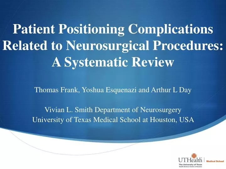 patient positioning complications related to neurosurgical procedures a systematic review