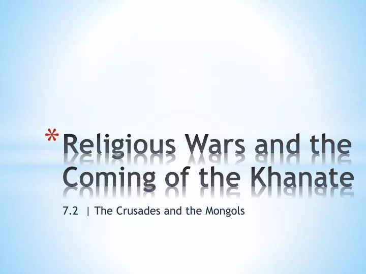 religious wars and the coming of the khanate
