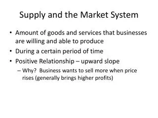 Supply and the Market System
