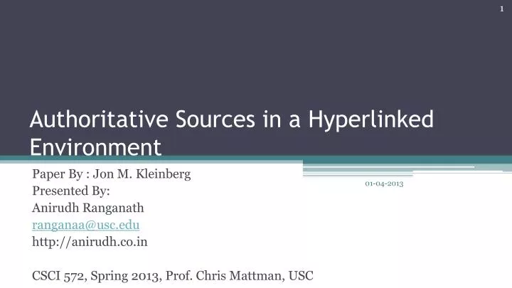 authoritative sources in a hyperlinked environment