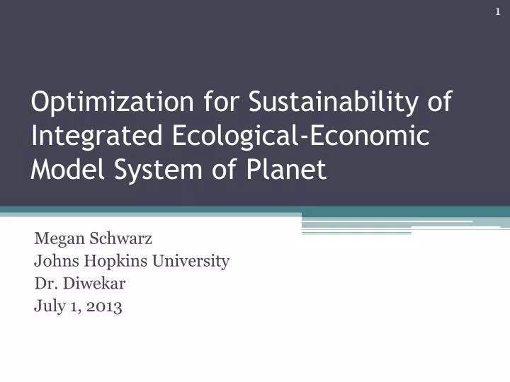 optimization for sustainability of integrated ecological economic model system of planet