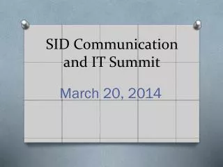 SID Communication and IT Summit
