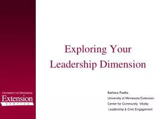 Exploring Your Leadership Dimension