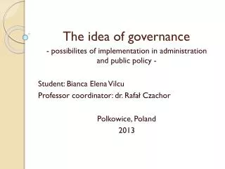 The idea of governance