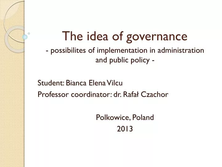 the idea of governance