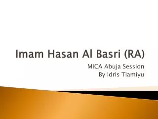 Imam Hasan Al Basri (RA)