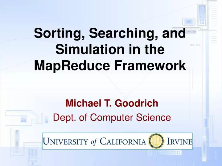 sorting searching and simulation in the mapreduce framework