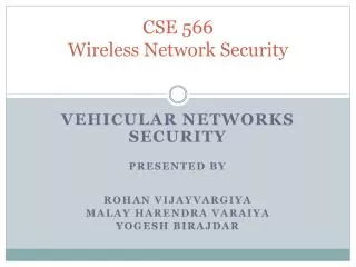 CSE 566 Wireless Network Security