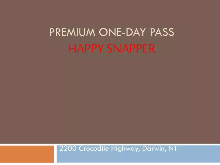 premium one day pass happy snapper