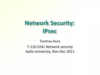 Network Security: IP s ec