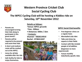 Western Province Cricket Club Social Cycling Club