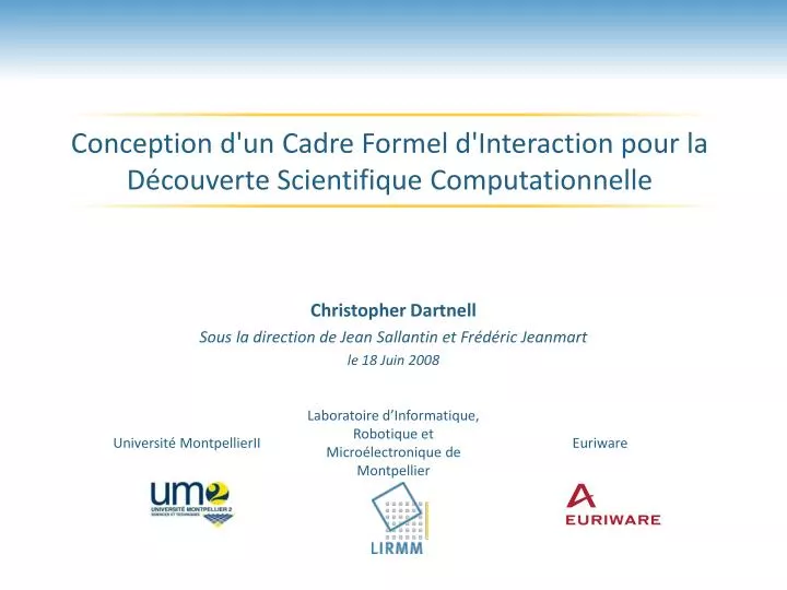 conception d un cadre formel d interaction pour la d couverte scientifique computationnelle