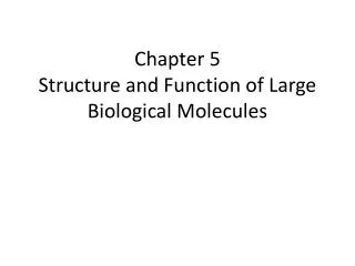 Chapter 5 Structure and Function of Large Biological Molecules