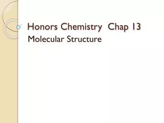 Honors Chemistry Chap 13