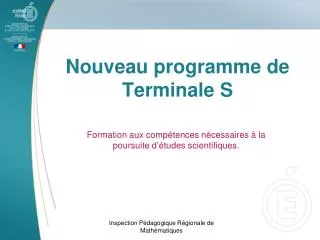 nouveau programme de terminale s
