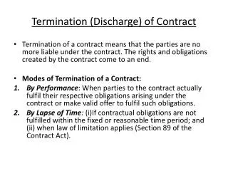 Termination (Discharge) of Contract