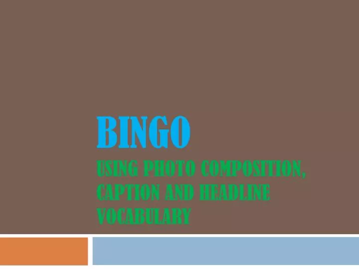 bingo using photo composition caption and headline vocabulary