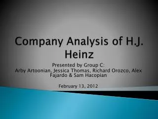 Company Analysis of H.J. Heinz