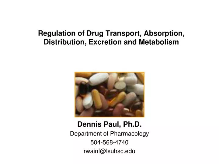 regulation of drug transport absorption distribution excretion and metabolism