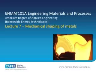 Mechanical Deformation of Metals