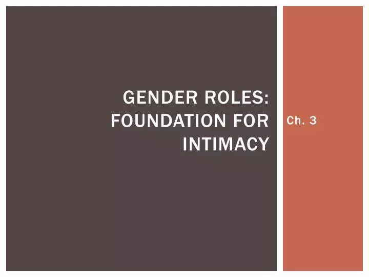 gender roles foundation for intimacy