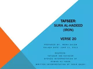 Tafseer : Sura Al- Hadeed (Iron) Verse 20