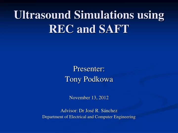 ultrasound simulations using rec and saft
