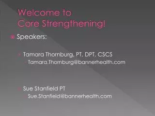 Welcome to Core Strengthening!