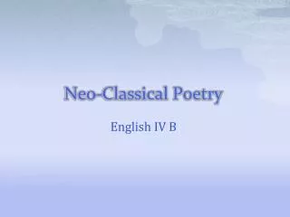 Neo-Classical Poetry