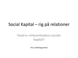 social kapital rig p relationer