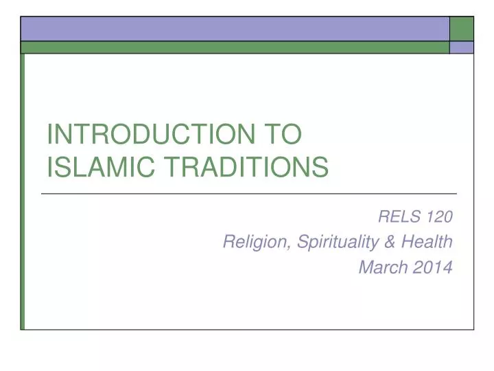 introduction to islamic traditions