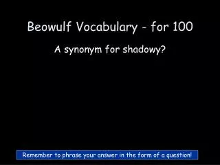 Beowulf Vocabulary - for 100