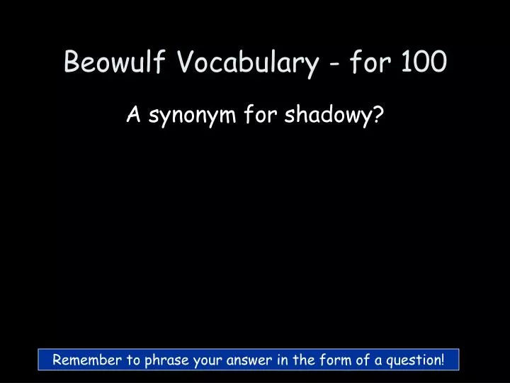 beowulf vocabulary for 100