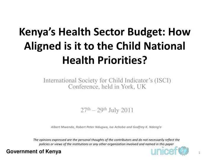 kenya s health sector budget how aligned is it to the child national health priorities