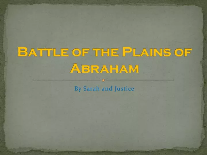 battle of the plains o f abraham