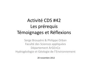 activit cds 42 les pr requis t moignages et r flexions
