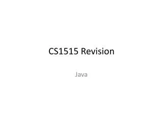 CS1515 Revision
