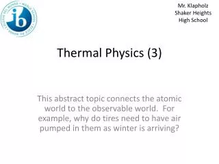 Thermal Physics (3)